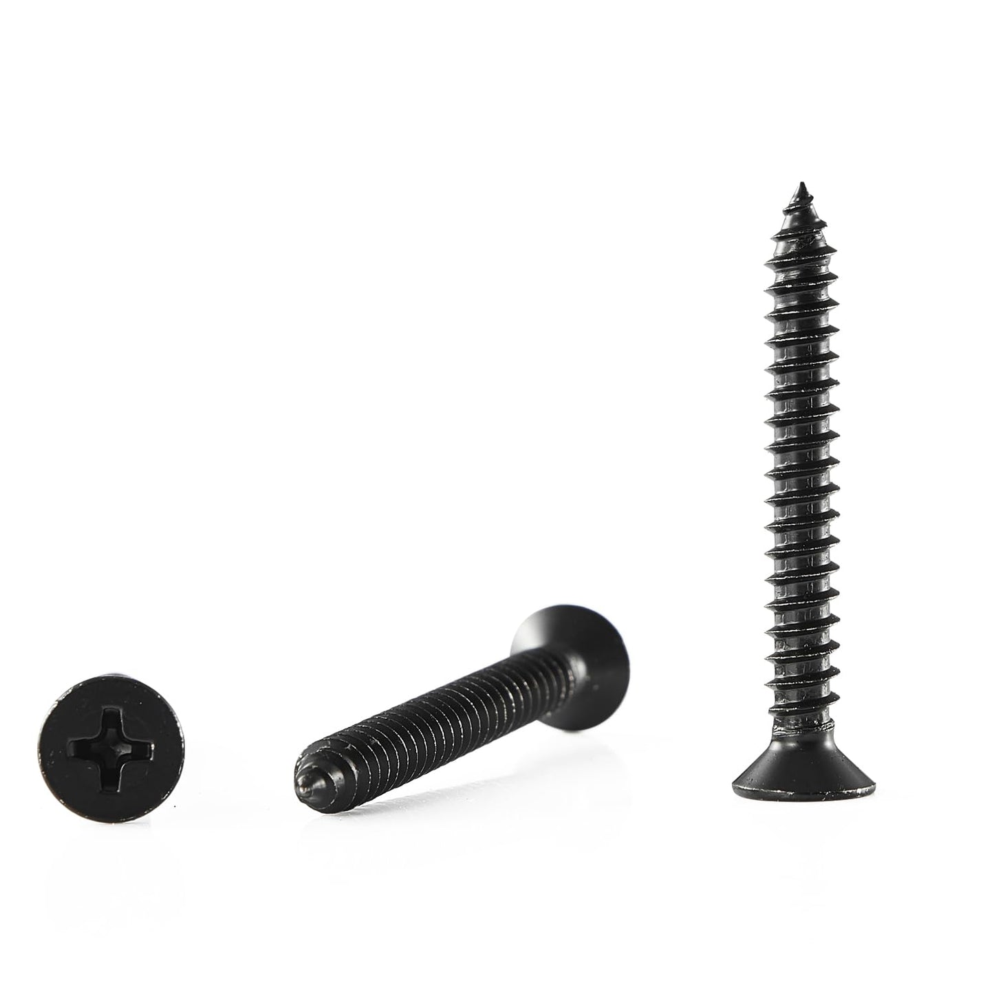 GOHODOMINO #4 x 1/2" Wood Screw 100Pcs, Stainless Steel 304 (18-8) Screws Flat Head Phillips Fast Self Tapping Drywall Screws Black Oxide