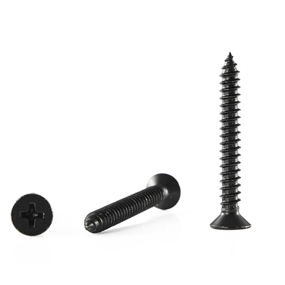 GOHODOMINO #4 x 1/2" Wood Screw 100Pcs, Stainless Steel 304 (18-8) Screws Flat Head Phillips Fast Self Tapping Drywall Screws Black Oxide