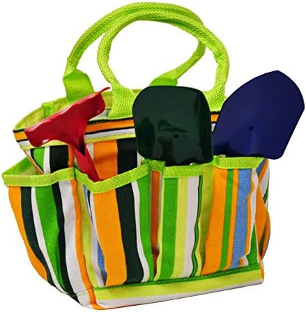 G & F Products 10018 JustForKids Kids Garden Tool Set Toy, Rake, Spade, Hoe and Leaf Rake, Reduced Size, 4-Piece