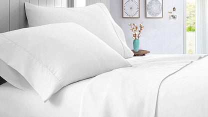 Linen Sheets 100% Egyptian Cotton- Twin-XL Sheet Set 4 Piece- 1000 Thread Count- Fits Upto 18" Deep Pocket- Long Staple Cotton Bedding, Sateen Weave-Light Blue Solid