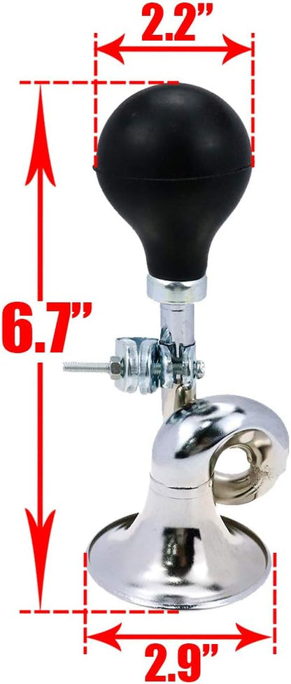 AUTUT 2 Pcs Bugle Horn Retro Clown Horn Kids Bike Horn Metal Air Horn with Squeeze Bulb for Bicycle, Golf Cart