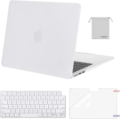 MOSISO Compatible with MacBook Air 13 inch Case 2025 2024 2023 2022 M4 A3240 M3 A3113 M2 A2681, Plastic Hard Shell&Keyboard Cover&Screen Film&Pouch for MacBook Air 13.6 inch Case, Crystal Clear