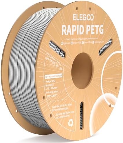 ELEGOO Rapid PETG Filament 1.75mm Black 1KG, 3D Printer Filament Max 600 mm/s High Speed Printing, Dimensional Accuracy +/- 0.02 mm Fit Most FDM Printer 1kg Cardboard Spool
