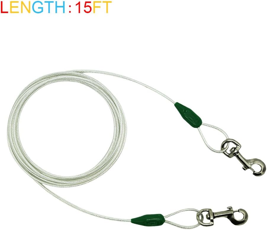 Petest 25ft Reflective Tie-Out Cable for Small Dogs Up to 35 Pounds