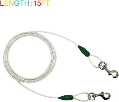 Petest 25ft Reflective Tie-Out Cable for Small Dogs Up to 35 Pounds