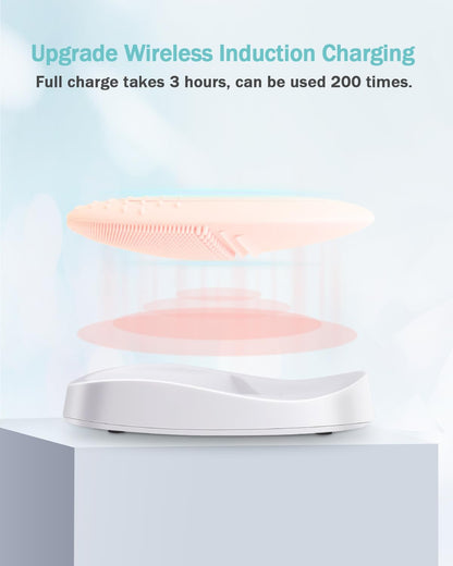 EZBASICS Sonic Facial Cleansing Brush Made with Ultra Hygienic Soft Silicone, Waterproof Sonic Vibrating Face Brush for Deep Cleansing, Gentle Exfoliating and Massaging, Inductive Charging Blue