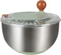 Shatomo Stainless Steel Salad Spinner, 5L Lettuce Spinner with Non-Slip Base, Drain and Stop Button, Fruit and Vegetable Washer and Dryer Spinner