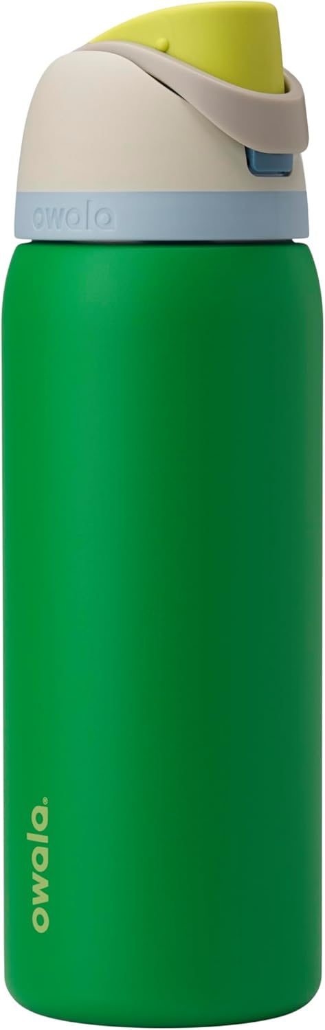 Owala FreeSip Insulated Stainless Steel Water Bottle with Straw for Sports and Travel, BPA-Free, 24-oz, Very, Very Dark