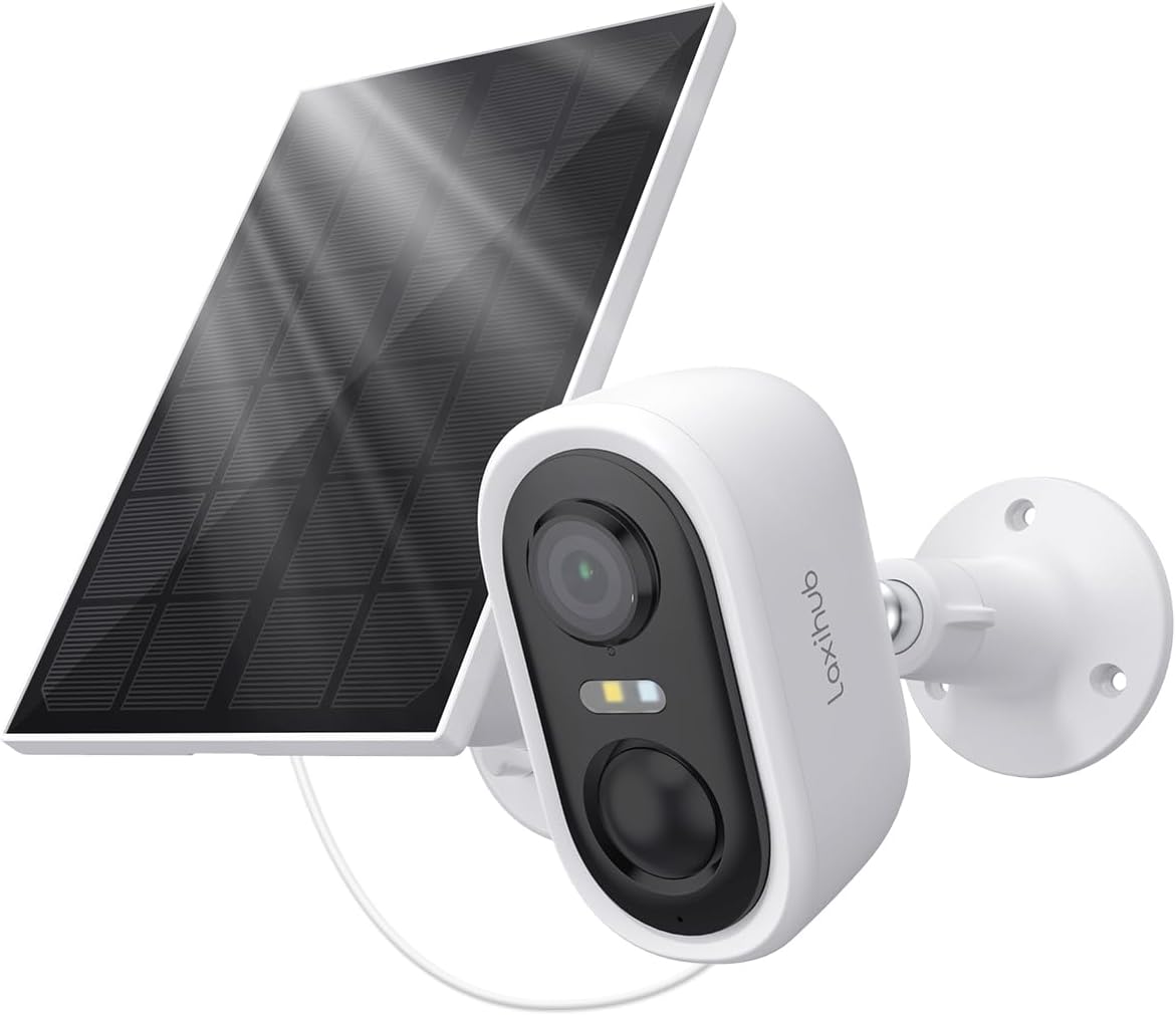 LAXIHUB 2K/3MP Wireless Security Camera Outdoor, Rechargeable Battery Powered, Spotlight/Siren Alarm, IP65 Waterproof, SD/Cloud Storage, 2.4GHz WiFi Only (W2)