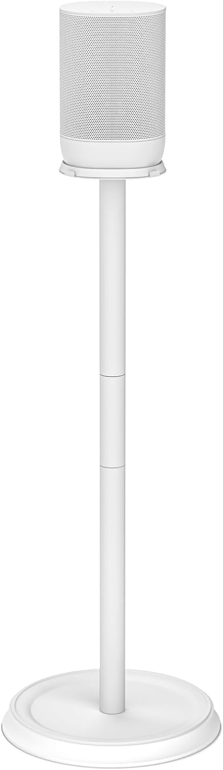 Yibracki Heavy Duty Floor Speaker Stand for Sonos Move, Move 2 - Metal, Universal Fit, White - 2952fb01-cb82-4888-a20f-4292af543512