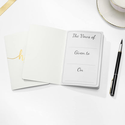 Vekola Vow Books for Wedding His and Hers Elegant Gold Foil Set of 2 Wedding Notebook with 28 Pages (Navy Blue+White)