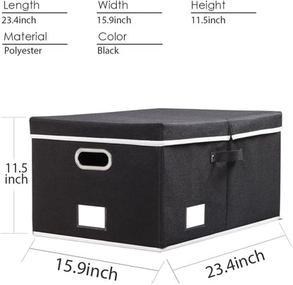 PRANDOM Large Foldable Storage Bin with Lid [1-Pack] Linen Fabric Decorative Storage Box Organizer Containers Basket Cube with Handles Divider for Bedroom Closet Office Living Room (17.7x11.8x11.8")