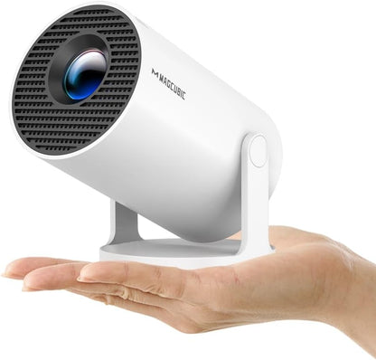 Magcubic 2026 Upgraded Mini Projector 4K Support with WiFi 6 and Bluetooth 5.4, 5W Soundbase Speaker, Portable Projecteur with Auto Vertical Keystone 180° Rotatable Lens Cap for Movie Home HY300Pro+