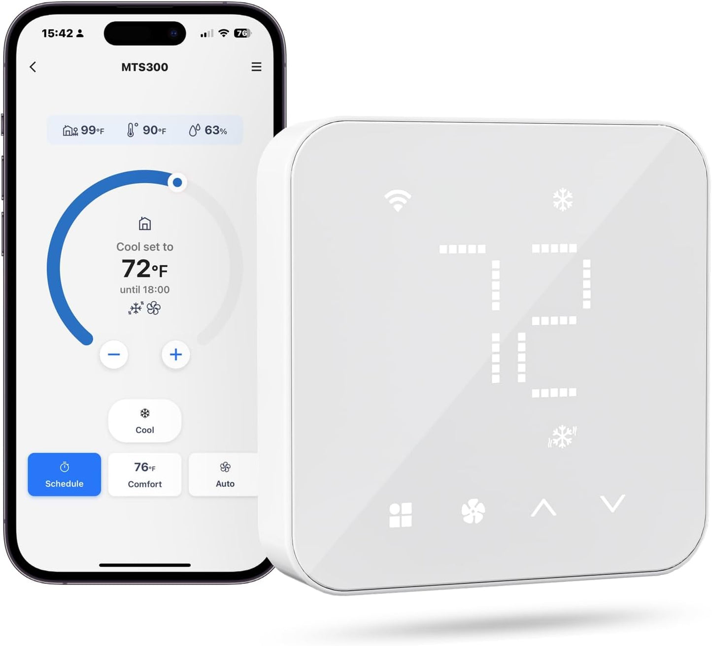 meross Smart Thermostat for Home, WiFi Thermostat Works with Matter, Alexa, Apple Home, Google Assistant, App Voice Control, 7x24h Scheduling, Energy Saving, C-Wire Required