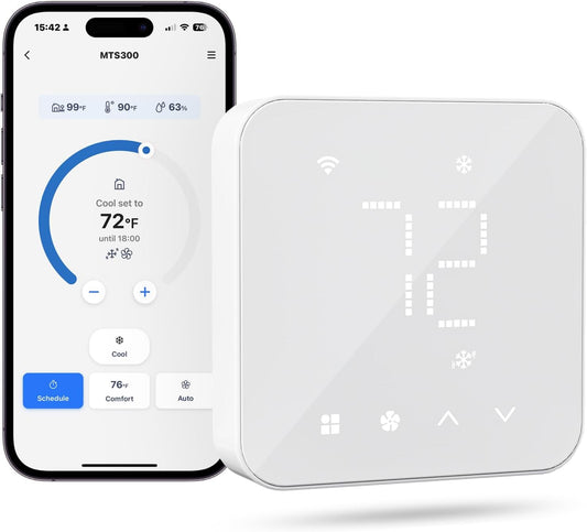 meross Smart Thermostat for Home, WiFi Thermostat Works with Matter, Alexa, Apple Home, Google Assistant, App Voice Control, 7x24h Scheduling, Energy Saving, C-Wire Required