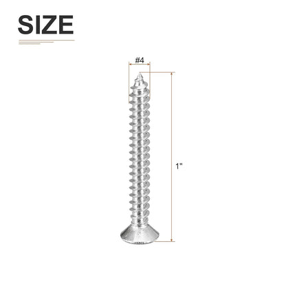 DTGN 100Pcs #6x1/2 Flat Head Wood Screws, 304 Stainless Steel Phillips Self Tapping Screws - Good for Woodworking, Furniture - Silver