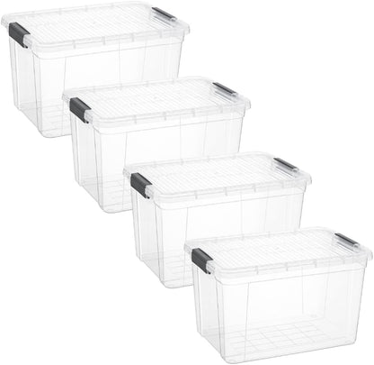 Superio Storage Bins with Lids- 3 Pack, 1.85 Qt Clear Boxes for Organizing, Stackable Plastic Containers- BPA Free, Non-Toxic, Odor Free, Organizer for Home, Office, Dorm
