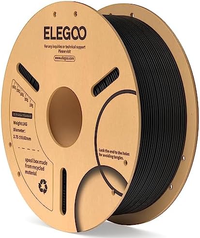 ELEGOO PLA Filament 1.75mm Black 1KG,3D Printer Filament Dimensional Accuracy +/- 0.02mm,1kg Cardboard Spool(2.2lbs) 3D Printing Filament Fits for Most FDM 3D Printers