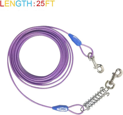 Petest 25ft Reflective Tie-Out Cable for Small Dogs Up to 35 Pounds