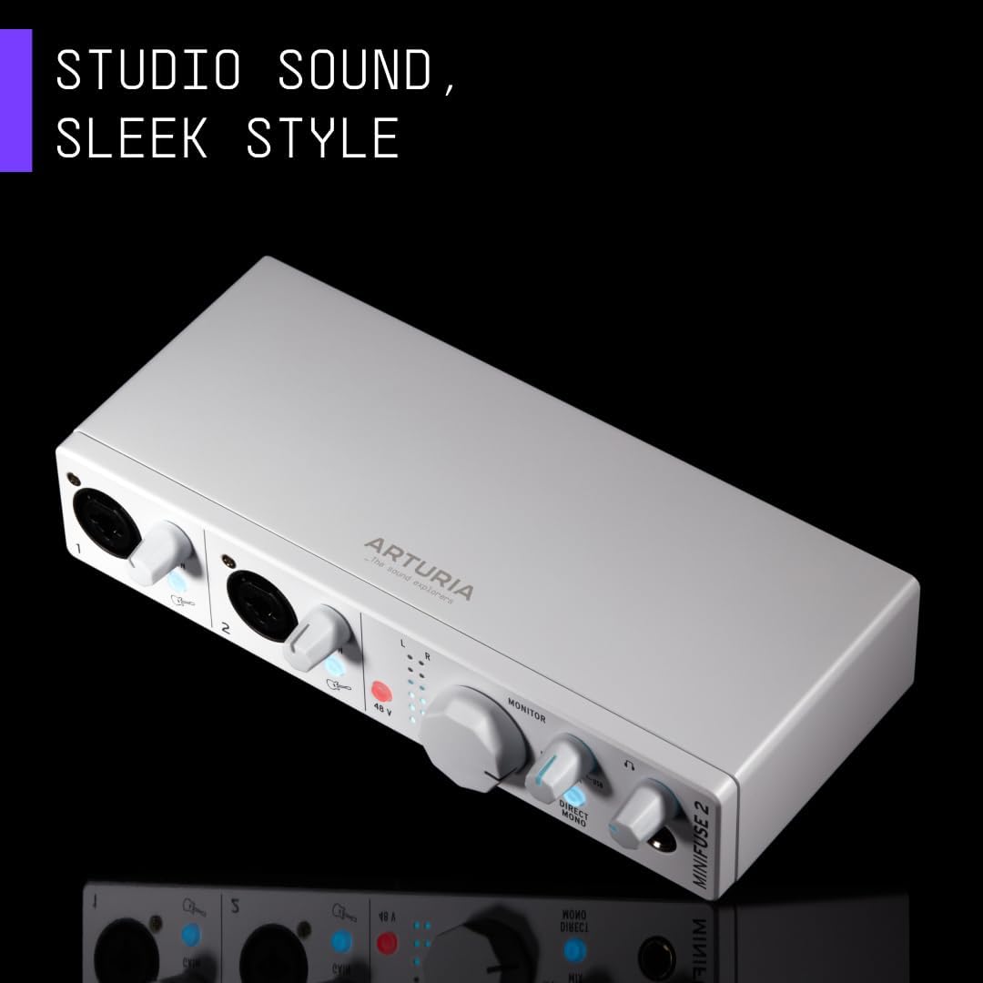 Arturia MINIFUSE2WH Minifuse2 Compact USB Interface White | White, 2 inputs, USB-C audio interface, 24-bit/192kHz, Preamps, Software bundle