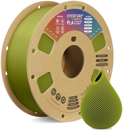 OVERTURE PLA Filament 1.75mm PLA 3D Printer Filament, 1kg Cardboard Spool (2.2lbs), Dimensional Accuracy +/- 0.02mm, Fit Most FDM Printer (Black 1-Pack)