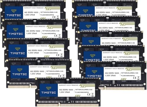 Timetec 16GB KIT(2x8GB) DDR3L / DDR3 1600MHz PC3L-12800 / PC3-12800 Non-ECC Unbuffered 1.35V / 1.5V CL11 2Rx8 Dual Rank 204 Pin SODIMM Laptop Notebook PC Computer Memory RAM Module Upgrade