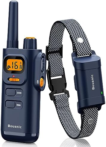 Bousnic Dog Shock Collar with Remote - [New Edition] 4000FT Dog Training Collar for Large Medium Small Dogs (8-120lbs) Waterproof Rechargeable E Collar with Beep, Vibration, Safe Shock (Bright Blue)