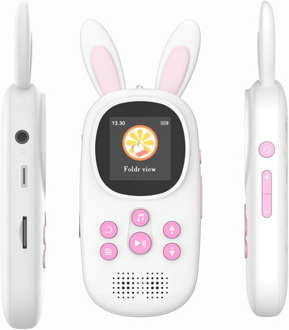 cogae 32GB Music MP3 Player for Kids, Cute Bunny Kids Music MP3 Player with BT, MP3 & MP4 Players with Speaker