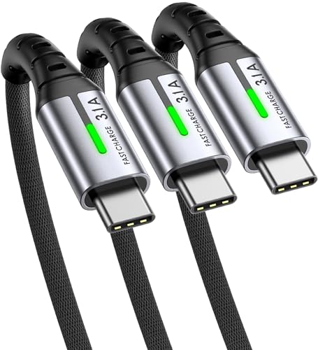 USB C Cable, INIU 3.1A Type C Cable Fast Charging (6.6ft), Zinc Alloy Braided Data USB-C Cable, USB A to USB C Charger Cable for iPhone 16 15 14 Pro Max iPad Samsung S22 S21 Huawei Xiaomi OnePlus