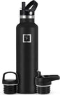 Camping & Hiking Hydration Canteens - 24oz 3 Lids (Narrow Straw/Spout Lid) Leak Proof Vacuum Insulated Stainless Steel - Hot & Cold Double Walled Sports Water Bottle