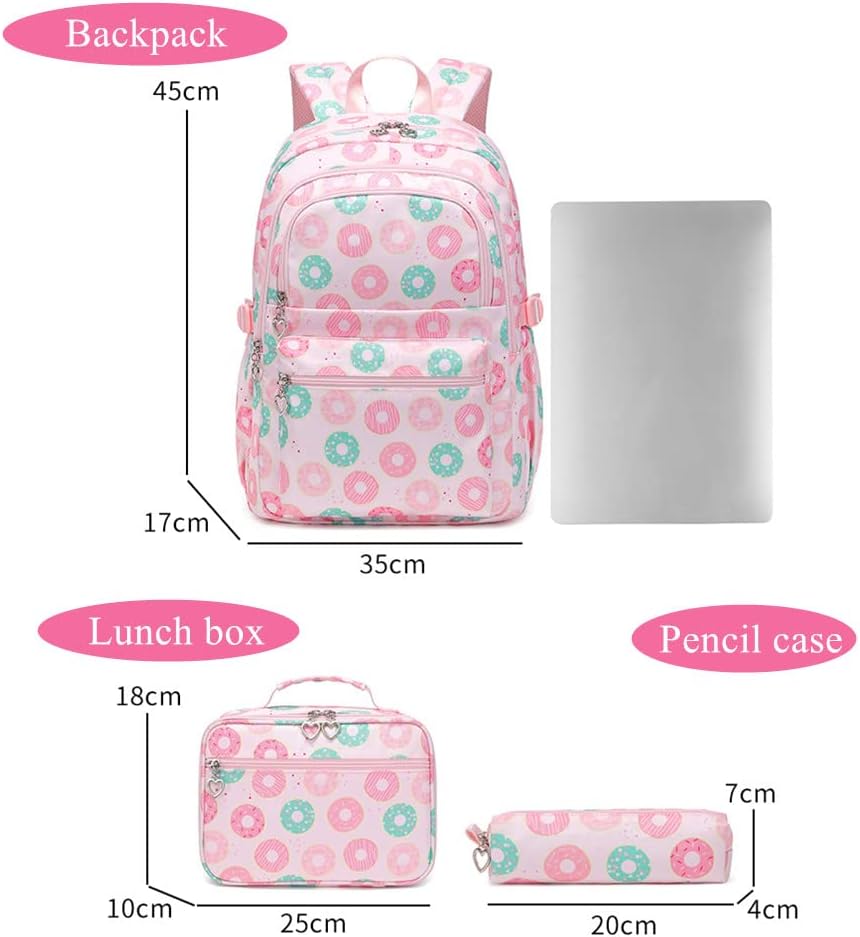 3Pcs Daisy Prints Backpack for Girls Bookbag set Primary School Daypack Elementary Students Knapsack with Lunch Box