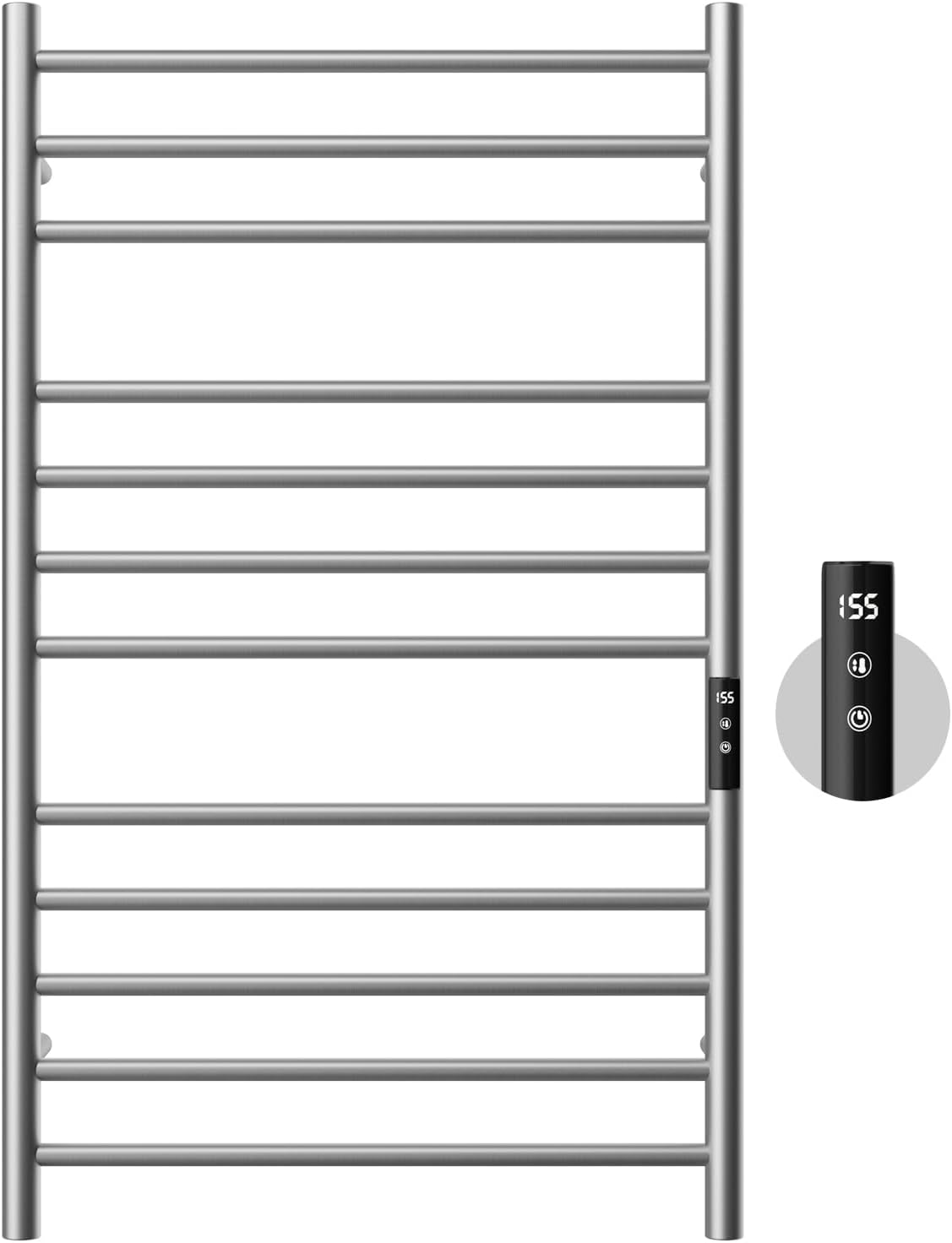 POPFLY Heated Towel Rack, Wall Mounted Electric Hot Towel Warmer, 4-Bar 304 Stainless Steel Small Heated Towel Warmer Rack for Bathroom with Timer and Temperature Control, Brushed
