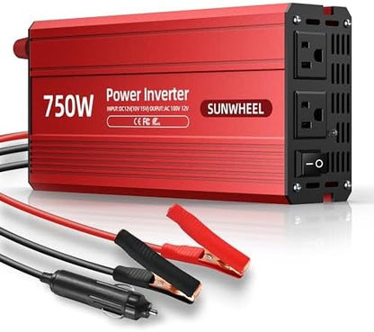 SUNWHEEL 4000W Pure Sine Wave Inverter, 12V DC to 110V/120V AC Power Inverter for RV、Microwave、Off Grid、Truck、Refrigerator、Air Conditioner with 4 AC outlets and LCD Display