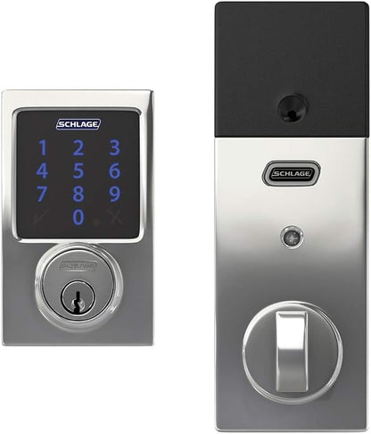 Schlage BE469ZP CEN 622 Connect Smart Deadbolt with Alarm with Century Trim in Matte Black, Z-Wave Plus Enabled
