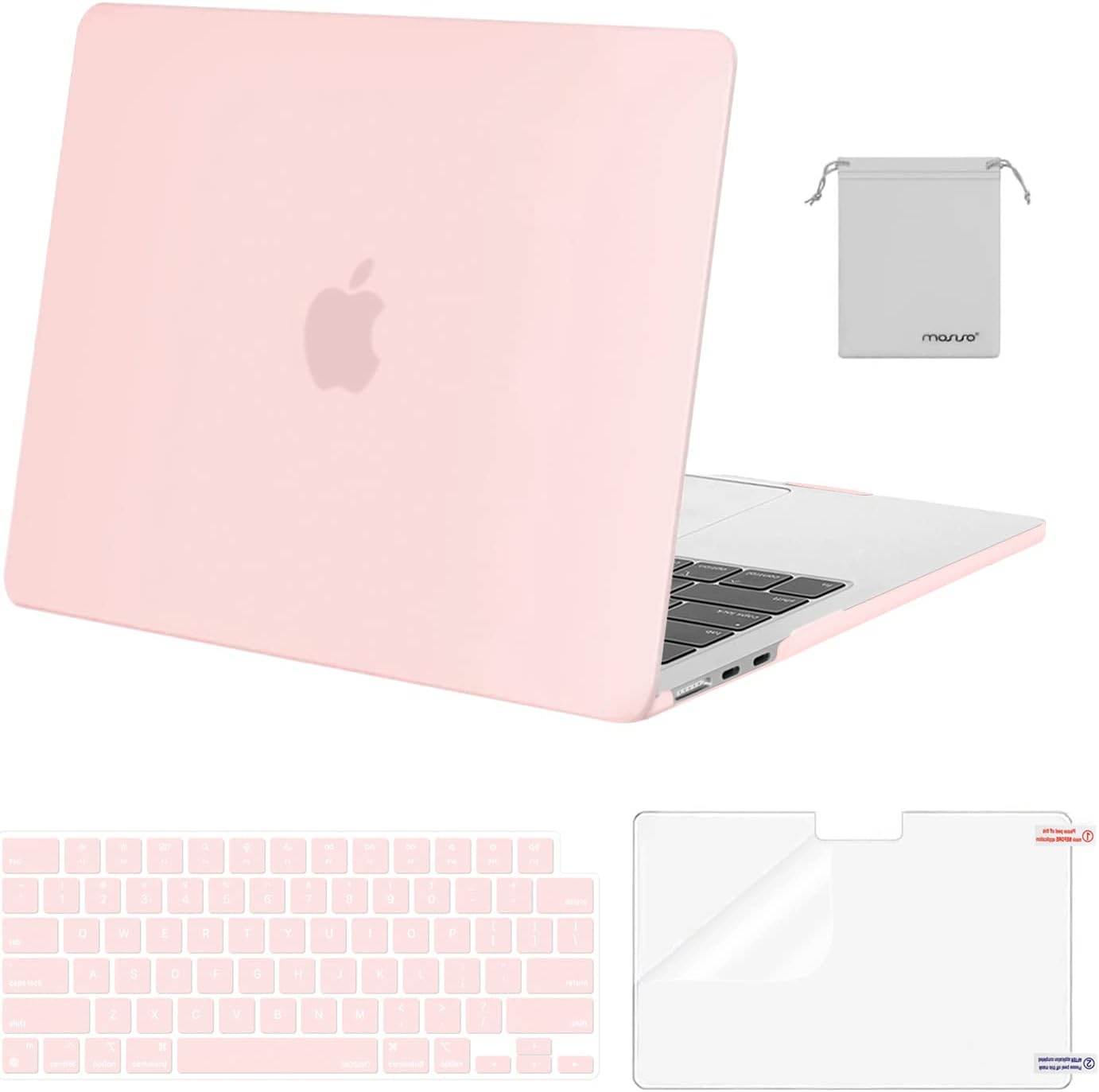 MOSISO Compatible with MacBook Air 13 inch Case 2025 2024 2023 2022 M4 A3240 M3 A3113 M2 A2681, Plastic Hard Shell&Keyboard Cover&Screen Film&Pouch for MacBook Air 13.6 inch Case, Crystal Clear