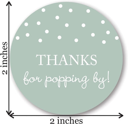 40 Thanks for Popping by! Popcorn Favor Stickers (Gold on White)