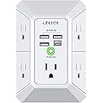 Multi Plug Socket Surge Protector | 10-in-1 Wall Outlet Extender | 6 AC Outlets | 2 USB-A & 2 USB-C Ports | 4-Pack