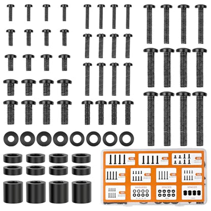 Universal TV Mounting Hardware Screw Kit Set - M4 M5 M6 M8 Screws,Spacers and Washers for Most TV/Monitor VESA Mount, TV Mount Replacement Screws with Box up to 80 inch(Black)