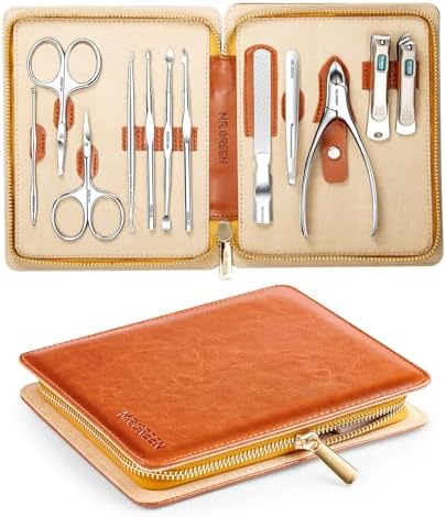 Manicure Set, Pedicure Sets, Nail Clipper Sets, Stainless Steel Professional Nail Cutter Kits with Travel Case (12 Count)
