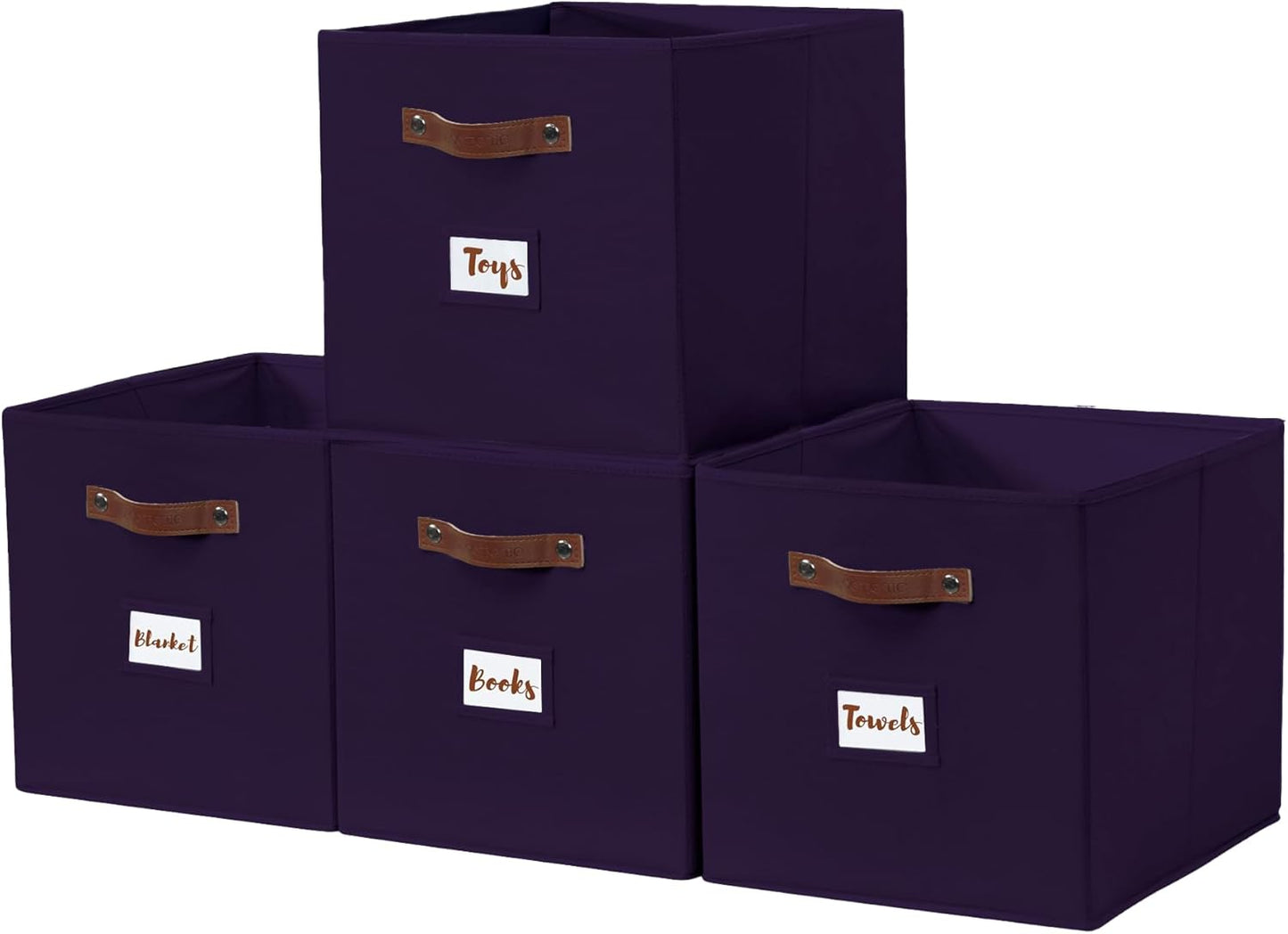 DECOMOMO Cube Storage Bin, Storage Cubes with Labels, Baskets for Shelves Kallax Linen Closet Organizers (Cube 10.5x11"/ 6pcs, Black)