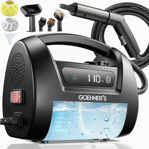 2026 Upgraded Handheld Steam Cleaner for Home & Car, 110℃/3.5 Bar High-Pressure Portable Hand Held Steamer, 30s Heat-Up, Chemical-Free Deep Cleaning for Car Detailing Grout Bathroom Kitchen