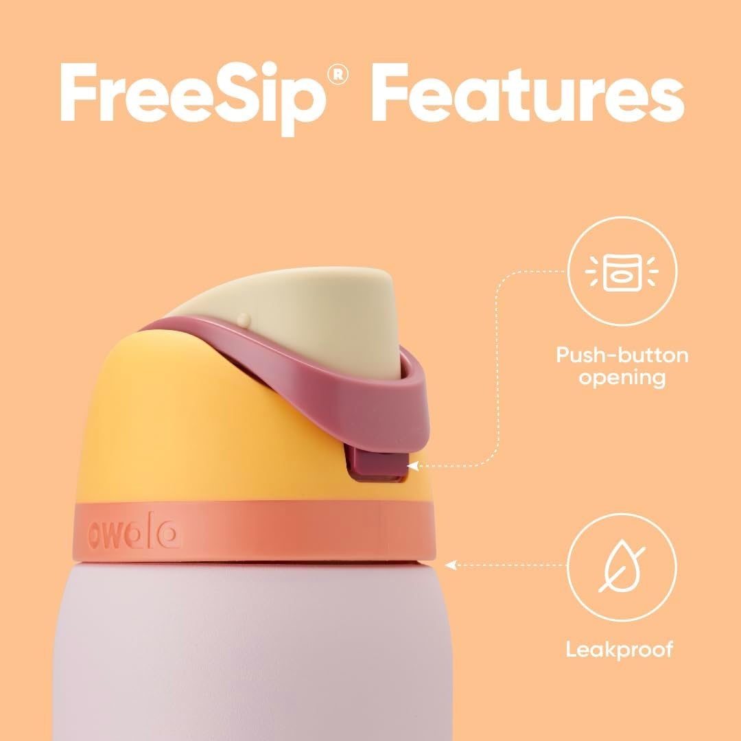 Owala Kids FreeSip Insulated Stainless Steel Water Bottle with Straw, BPA-Free Sports Water Bottle, Great for Travel, 16 oz, Celestial Sphere