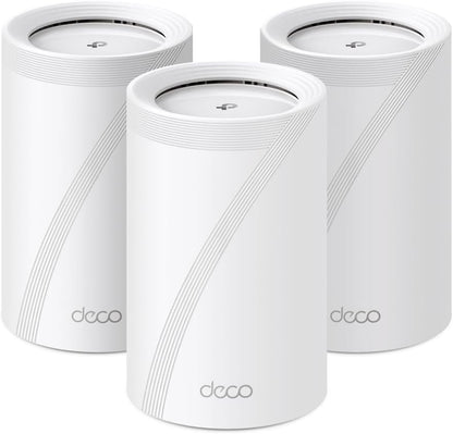 TP-Link Deco BE11000 Tri-Band WiFi 7 Mesh (Deco BE65 Pro) - 11 Gbps, 6 GHz/5 GHz/2.4 GHz Bands, 5 Gbps Ports, MLO, 320 MHz Channels, HomeShield, Universal Compatibility - 2-Pack