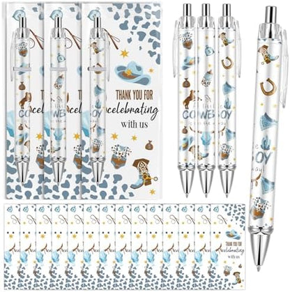 Lebsitey 50 Sets Pen Baby Shower Favors Gifts for Guests Includes 50 Rolling Paper Ballpoint Pens and 50 Greeting Thank You Bookmarks Baby Shower Party Favors (Safari)