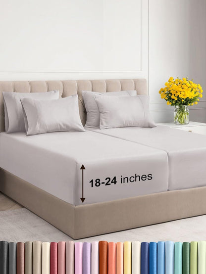 Extra Deep Queen Sheet Set - 6 Piece Breathable & Cooling Sheets - Hotel Luxury Bed Sheets Set - Easy & Secure Fit - Soft, Wrinkle Free & Comfy Sheets Set - White Sheet Set w/Extra Deep Pockets