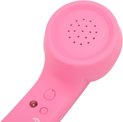 Qiilu Retro Telephone Handset for Mobile Phones - Rechargeable Radiation Proof Handset Receiver with USB Charging (Red)