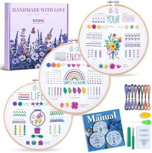 Purilite Select 3 Pack Beginner Embroidery Kits