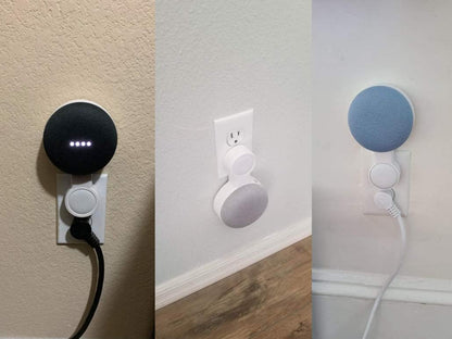 (2 Pack) Outlet Wall Mount Holder for Google Home Mini and Google Nest Mini, A Space-Saving Accessories with Cord Management for Google Mini Smart Speaker, No Messy Wires or Screws