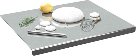 Stainless Steel Cutting Board with Lip 20”x 20”Heavy Duty Baking Cutting Chopping Boards Large Metal Cutting Board Over Sink for Kitchen Meat Vegetables Fruits Bread and Baking
