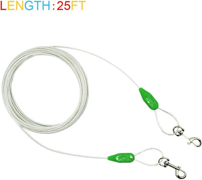 Petest 25ft Reflective Tie-Out Cable for Small Dogs Up to 35 Pounds
